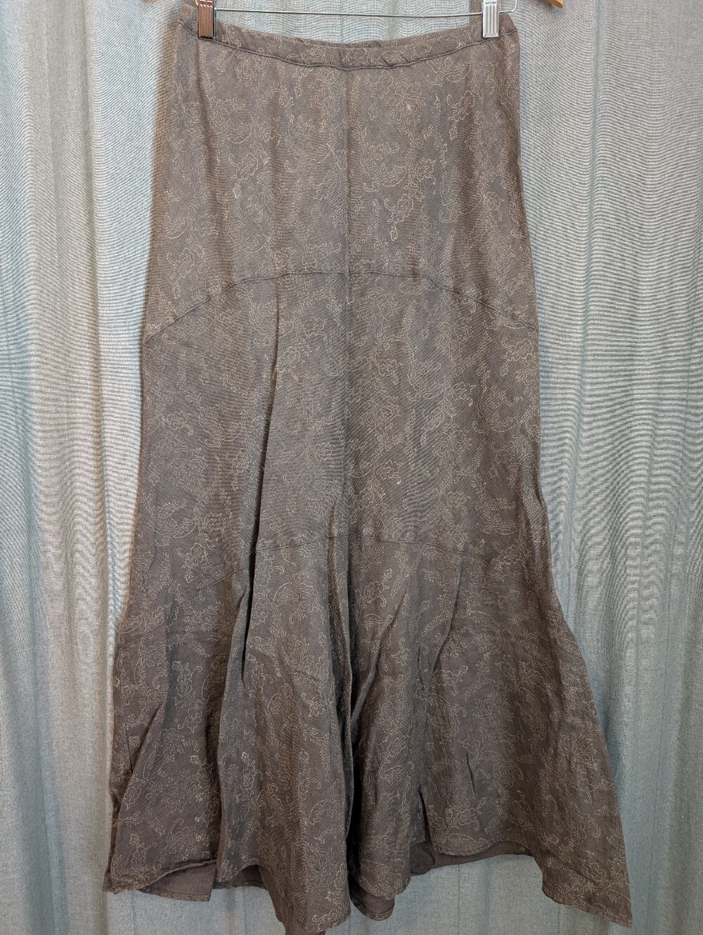 Maiwa Gray Linen Long Skirt - Medium